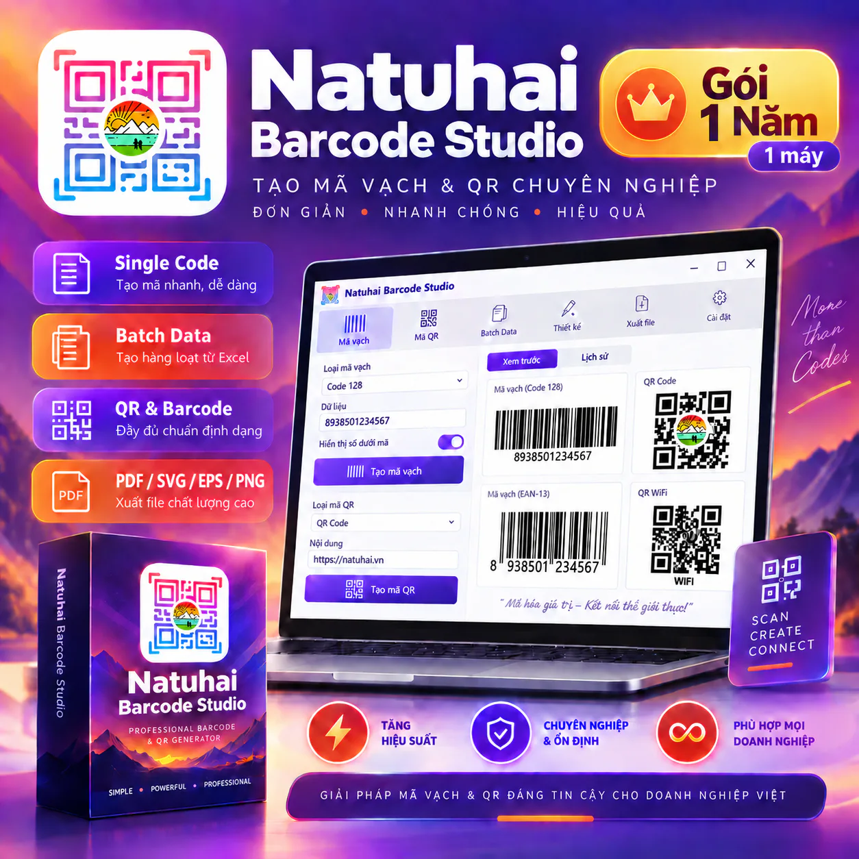 Natuhai Barcode Studio – 1 Năm – 1 Máy